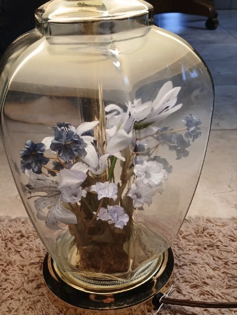 Decorative Glass Table Lamp with Yellow Shade